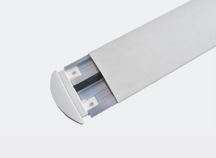 A white led tube on a white surface in a hospital.